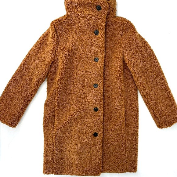 J Crew Villa Coat in Teddy Sherpa Brown Size 00 NWT $248 BD166 - Picture 4 of 11